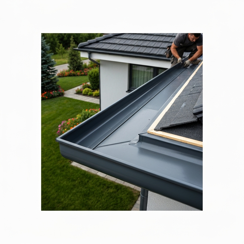 YICN professional installing seamless gutters on residential home in Cleveland Ohio